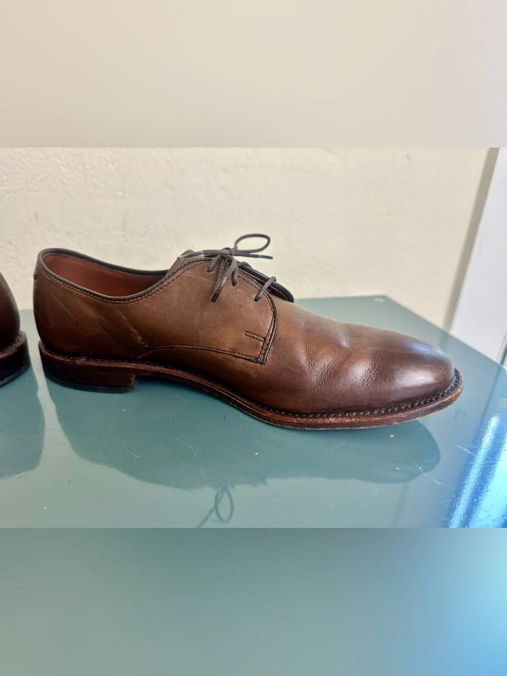 Allen Edmonds Kenilworth Brown Leather Plain Toe Bluchers Oxfords US 8.5 D $450